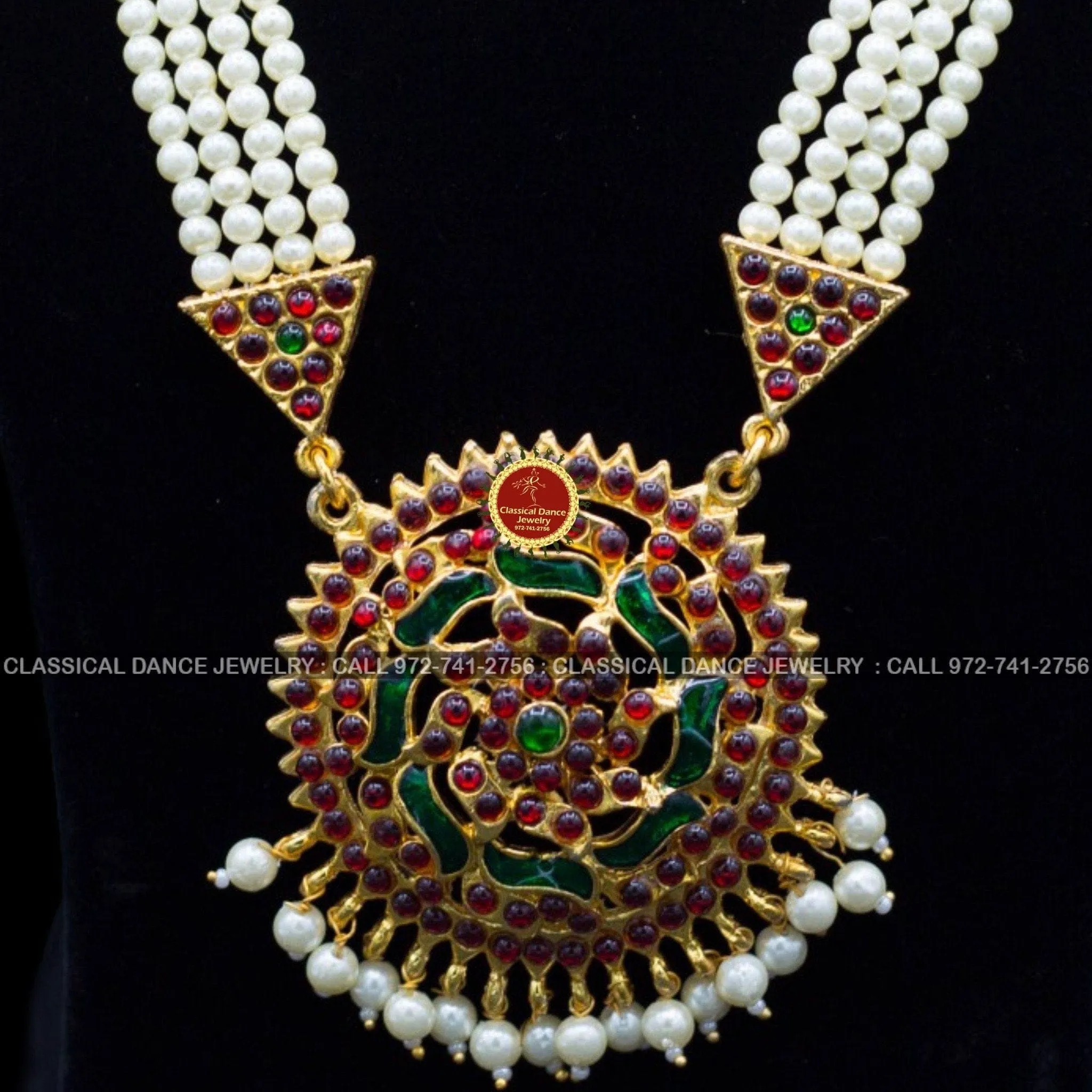Traditional Temple Kemp Pearls Motimala Indian Jewelry | Long Haram | Bharatnatyam Kuchipudi Weddings | Classical Dance Jewelry
