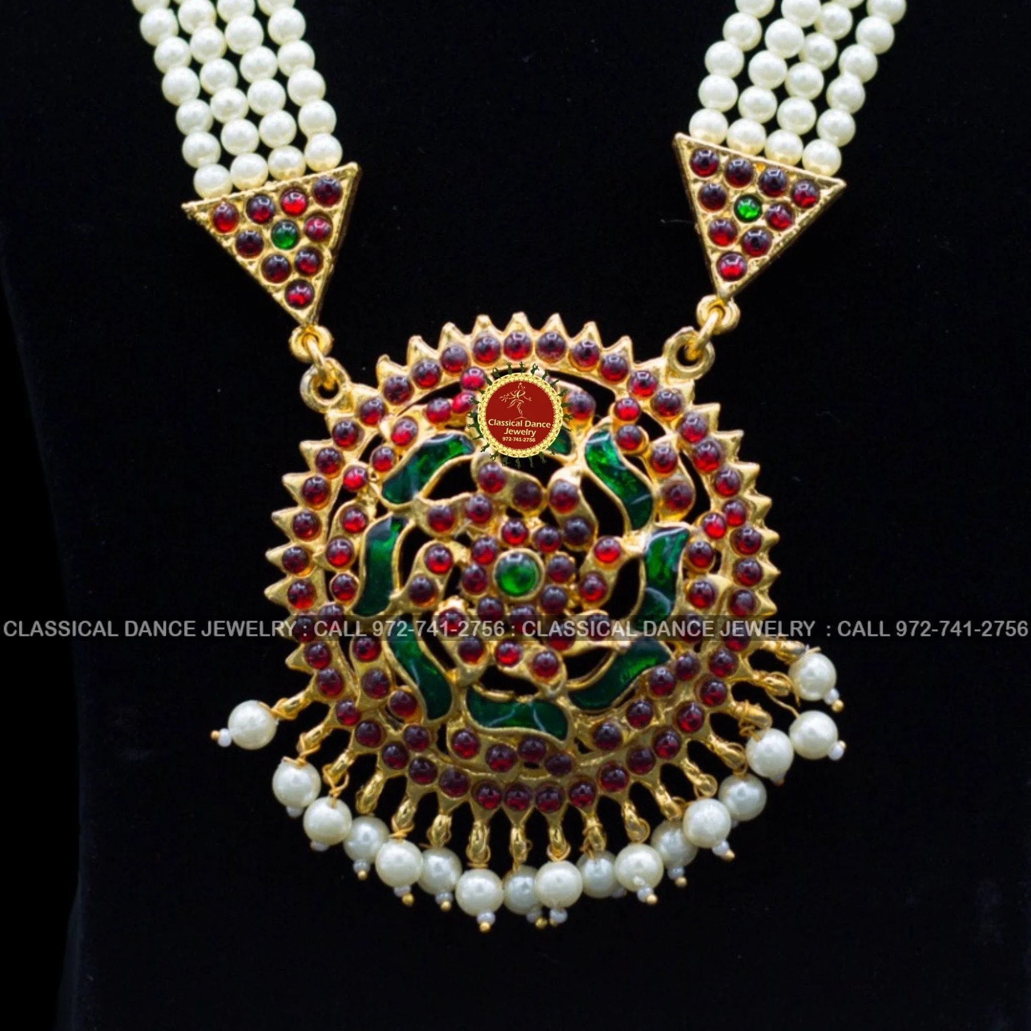 Traditional Temple Kemp Pearls Motimala Indian Jewelry | Long Haram | Bharatnatyam Kuchipudi Weddings | Classical Dance Jewelry