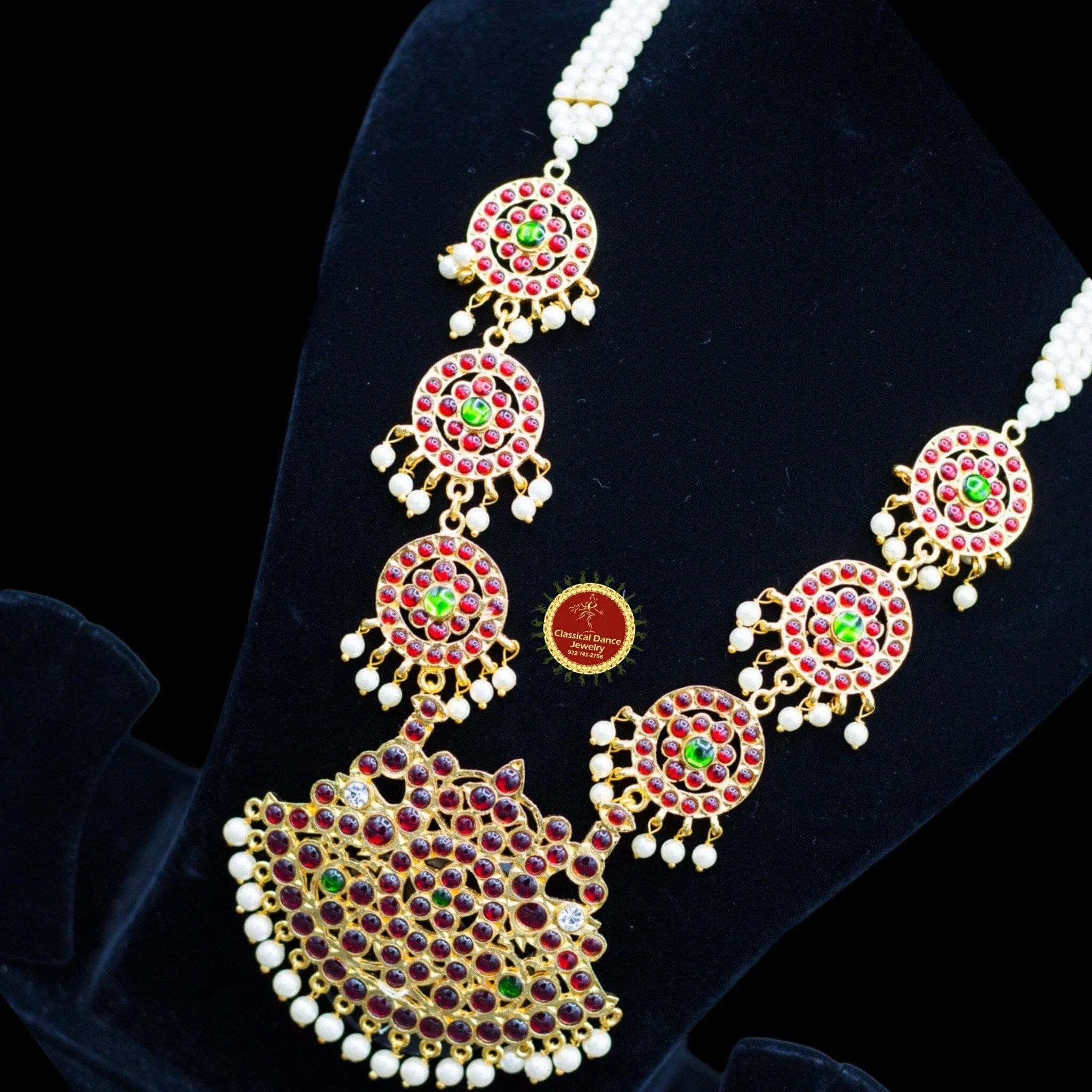 Traditional Temple Kemp Pearls Motimala Indian Jewelry | Long Haram | Bharatnatyam Kuchipudi Weddings | Classical Dance Jewelry