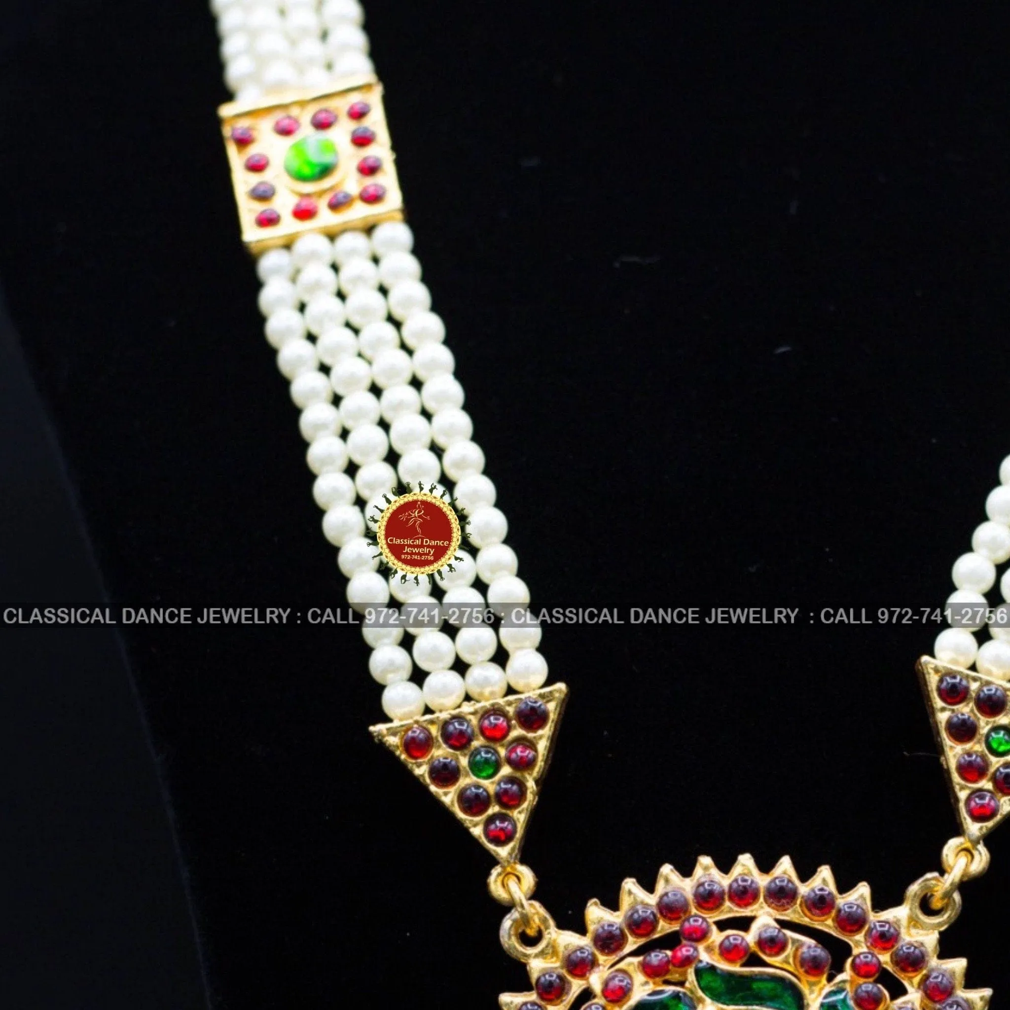 Traditional Temple Kemp Pearls Motimala Indian Jewelry | Long Haram | Bharatnatyam Kuchipudi Weddings | Classical Dance Jewelry