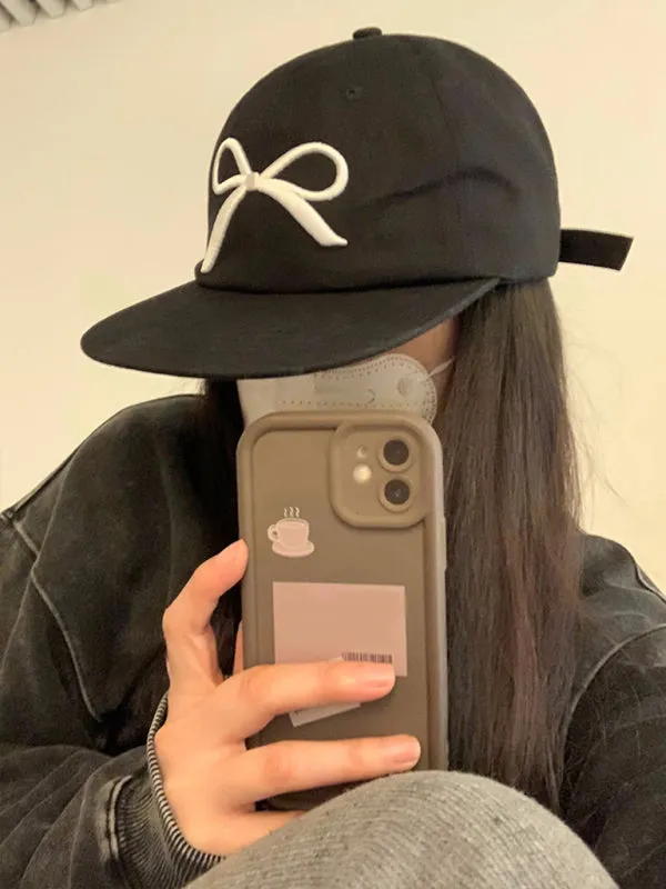 Trendy and versatile casual bow embroidered baseball cap and peaked cap