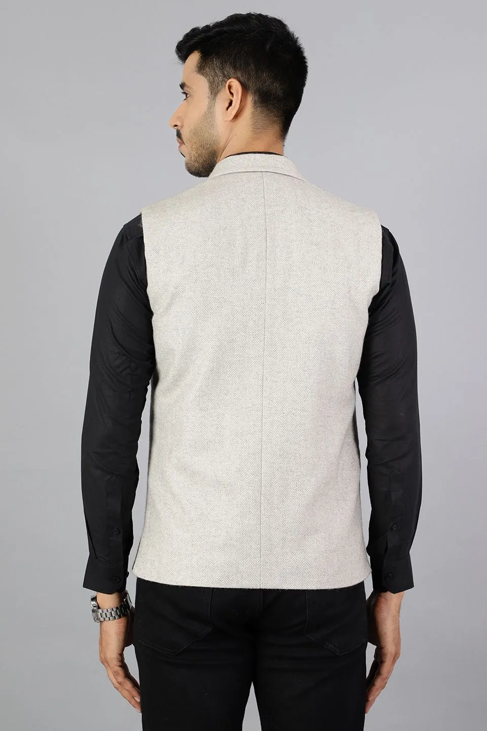Tweed Silver Modi Nehru Jacket
