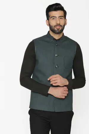 Tweed Wool Green Modi Nehru Jacket