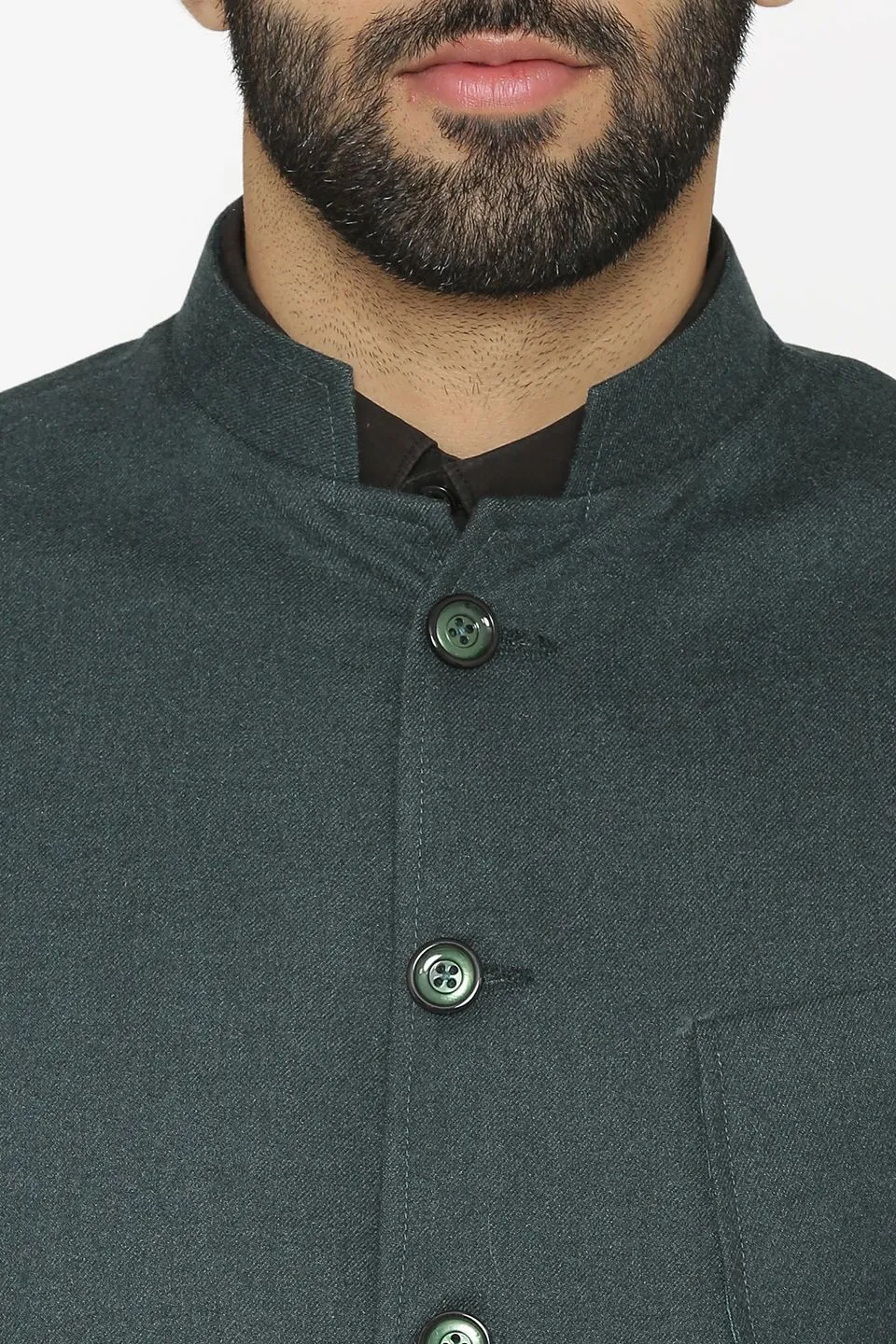Tweed Wool Green Modi Nehru Jacket