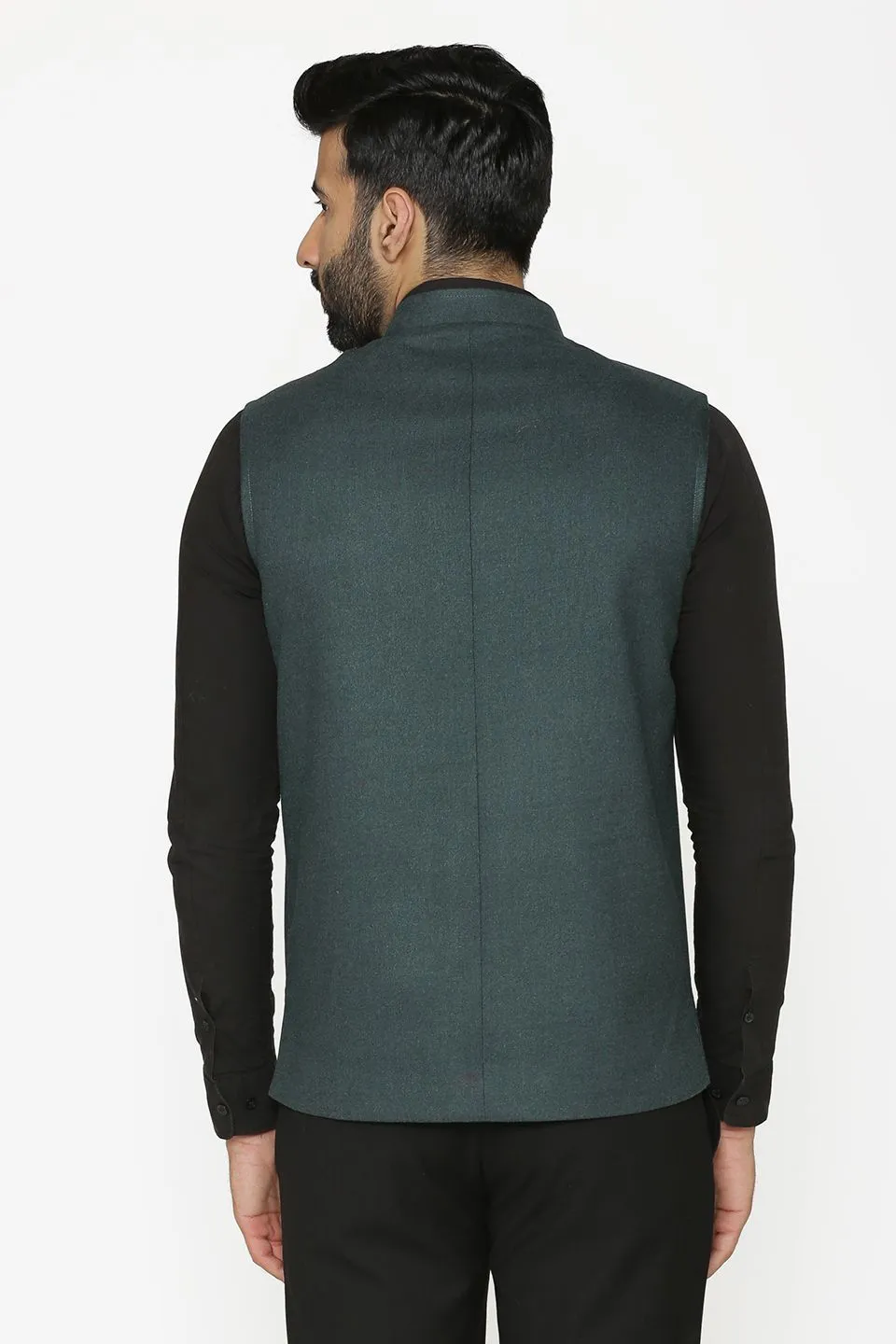 Tweed Wool Green Modi Nehru Jacket