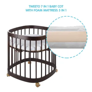 Tweeto 7 in 1 Baby Cot Walnut Multifunctional