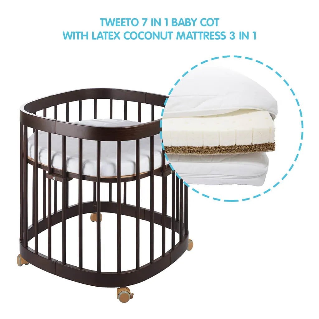 Tweeto 7 in 1 Baby Cot Walnut Multifunctional