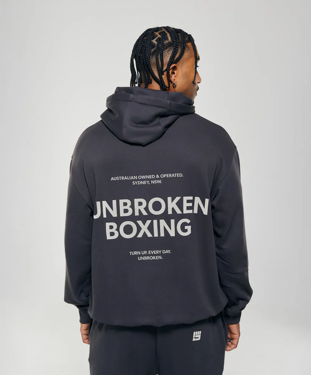 UNBROKEN BOXING Pullover Hoodie in Charcoal