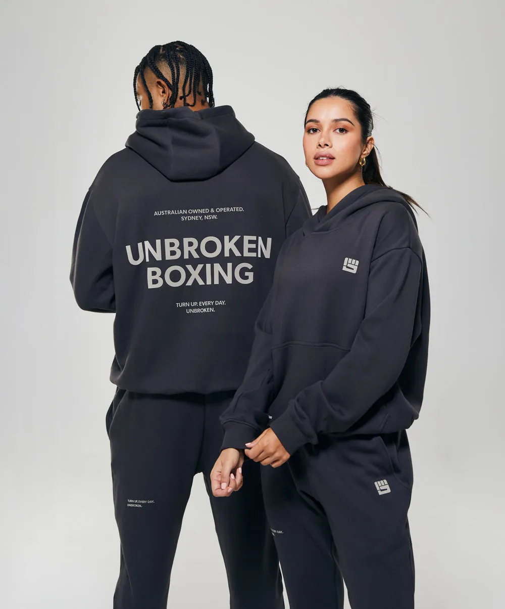 UNBROKEN BOXING Pullover Hoodie in Charcoal