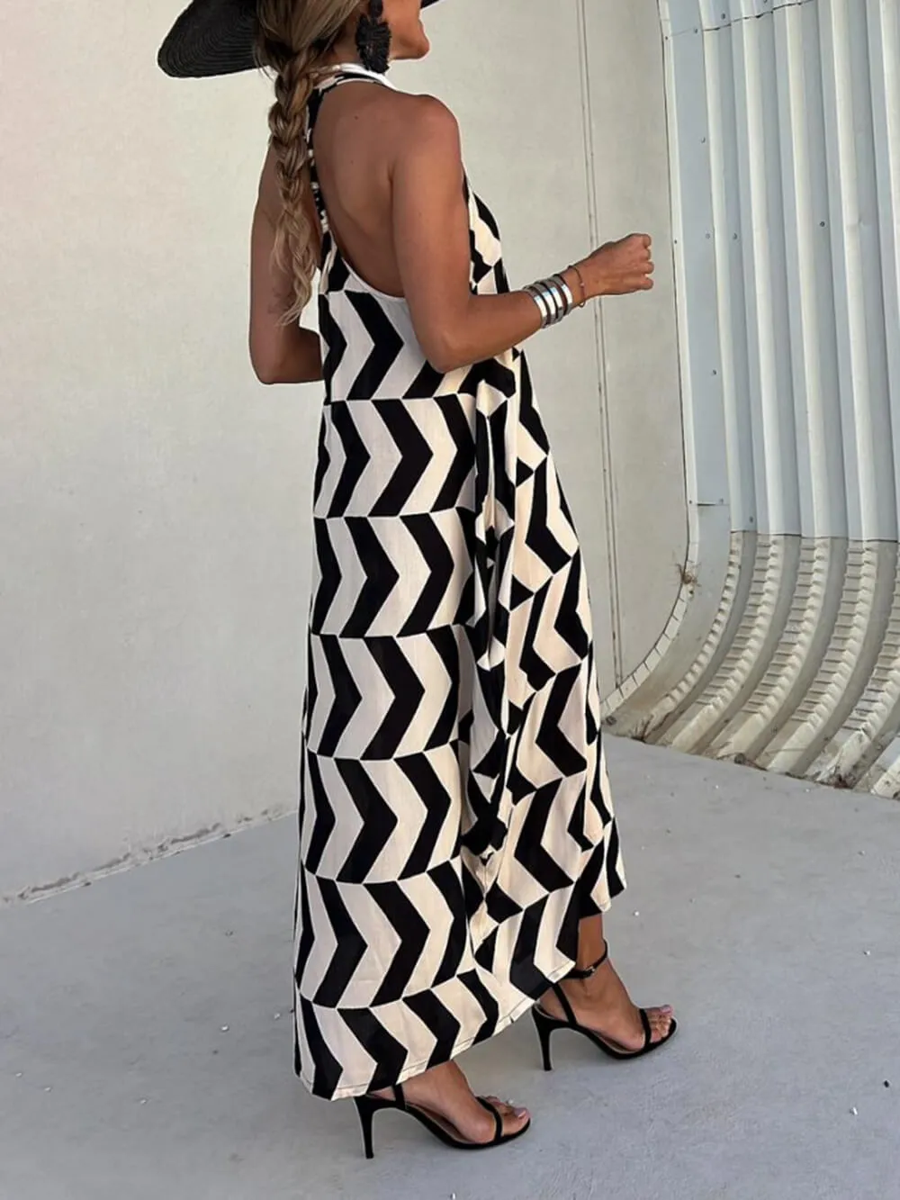 Unique Ethnic Print Lantern Graceful Cut Sunny Tank Maxi Dress