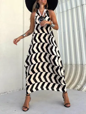 Unique Ethnic Print Lantern Graceful Cut Sunny Tank Maxi Dress