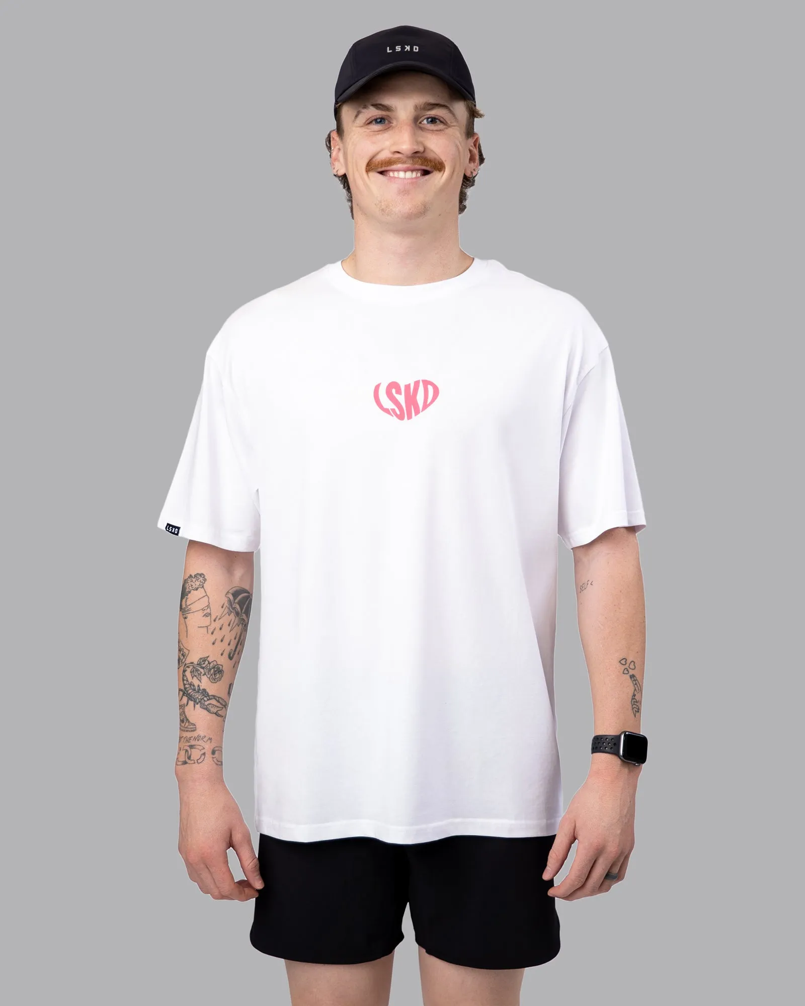 Unisex Love To Train FLXCotton Tee Oversize - White-Pink Lemonade