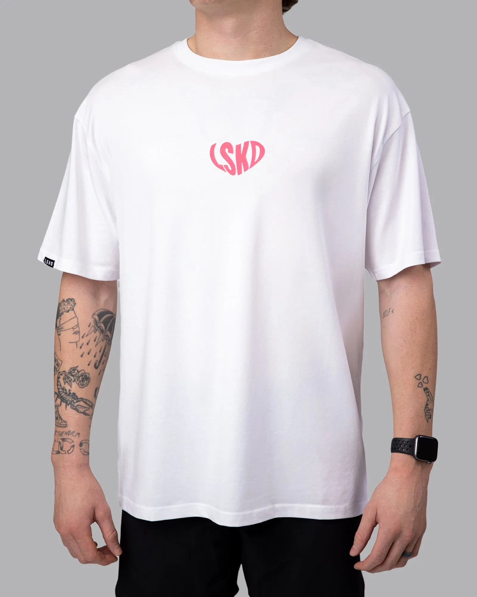 Unisex Love To Train FLXCotton Tee Oversize - White-Pink Lemonade