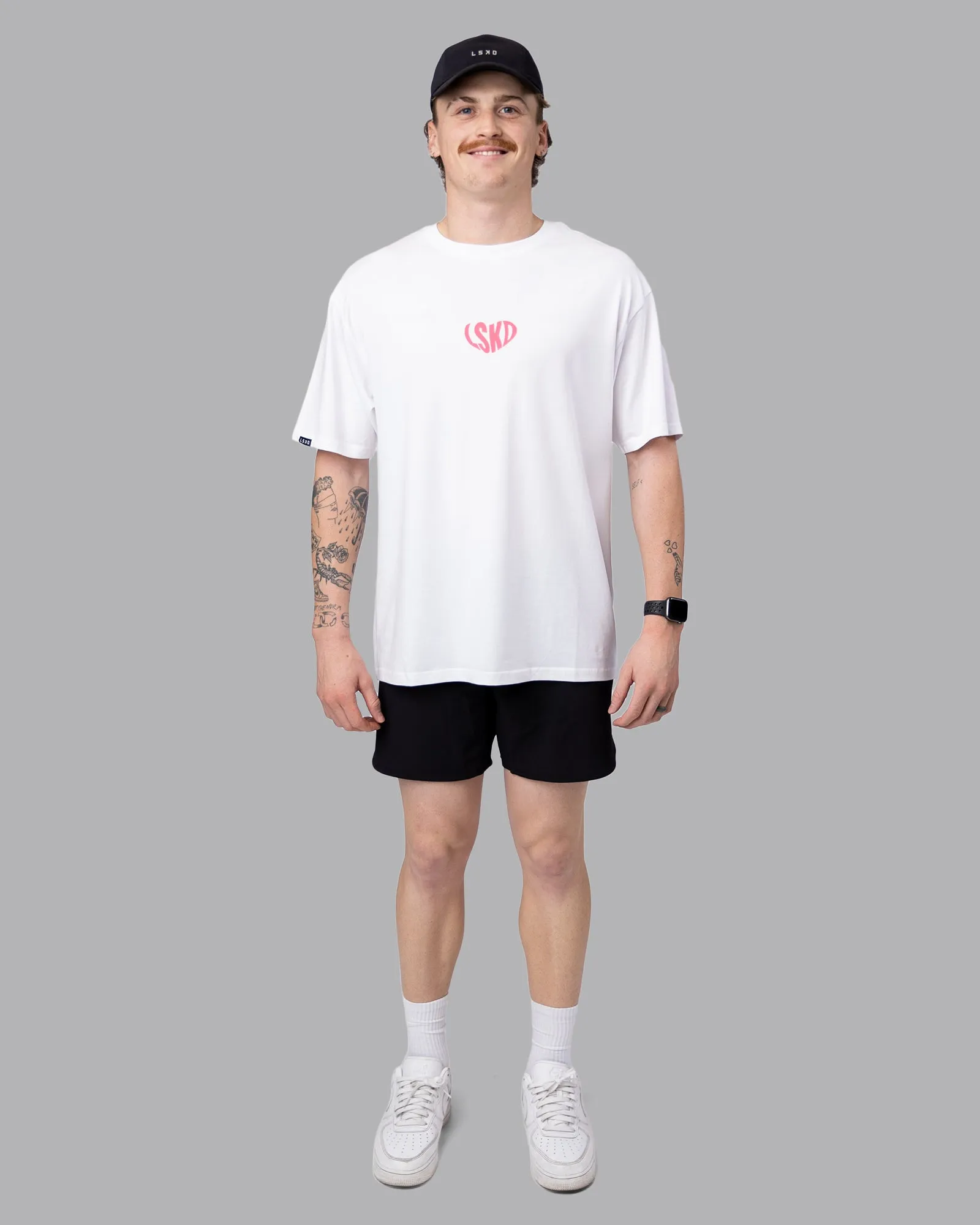 Unisex Love To Train FLXCotton Tee Oversize - White-Pink Lemonade