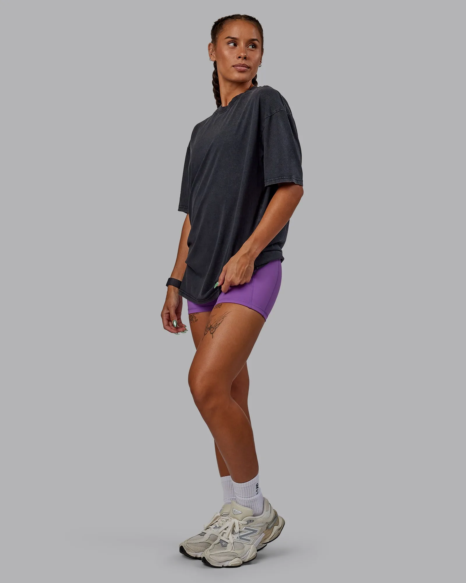Unisex Miami 25 Washed FLXCotton Tee Oversize - Black-Amethyst
