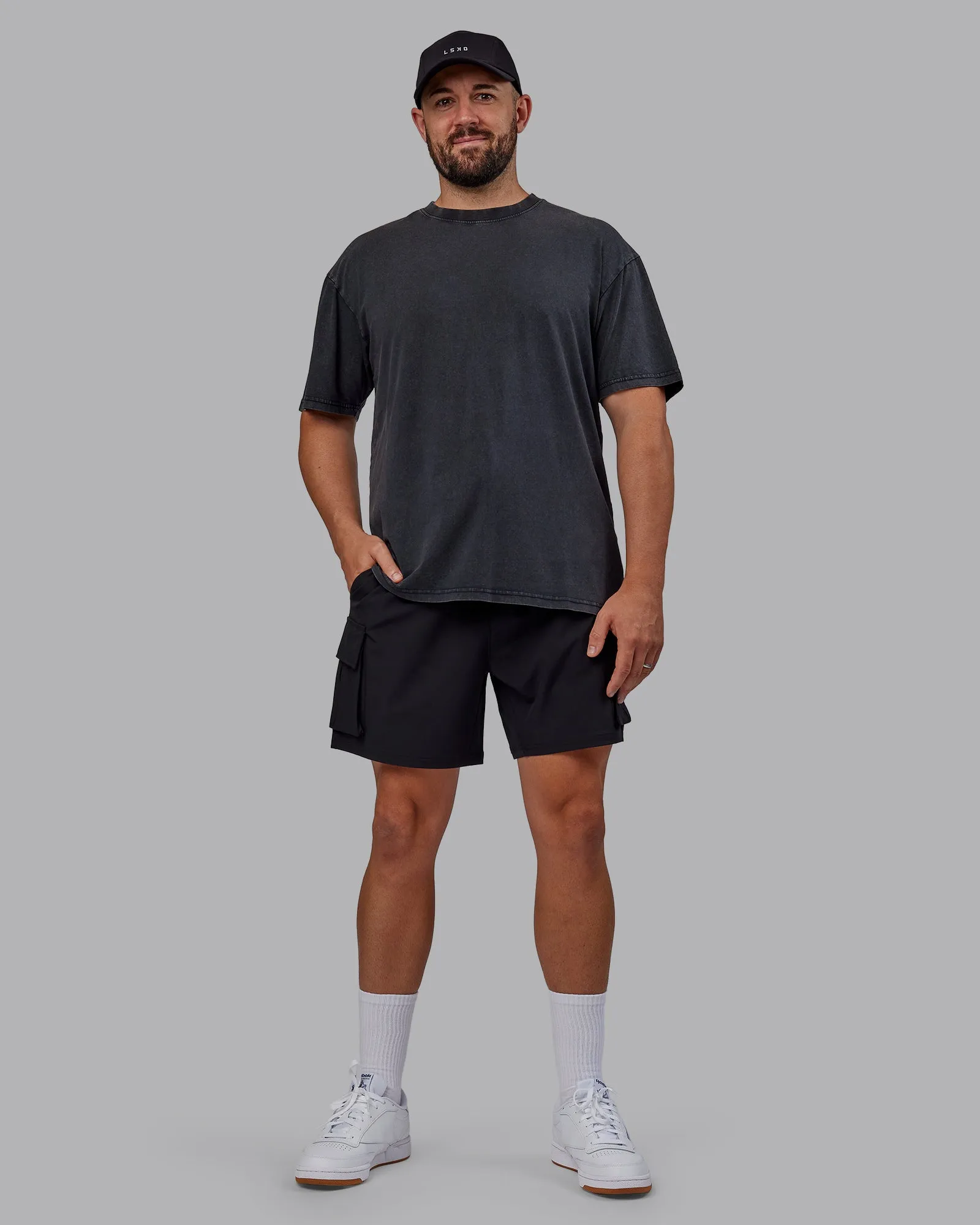 Unisex Miami 25 Washed FLXCotton Tee Oversize - Black-Amethyst