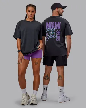 Unisex Miami 25 Washed FLXCotton Tee Oversize - Black-Amethyst
