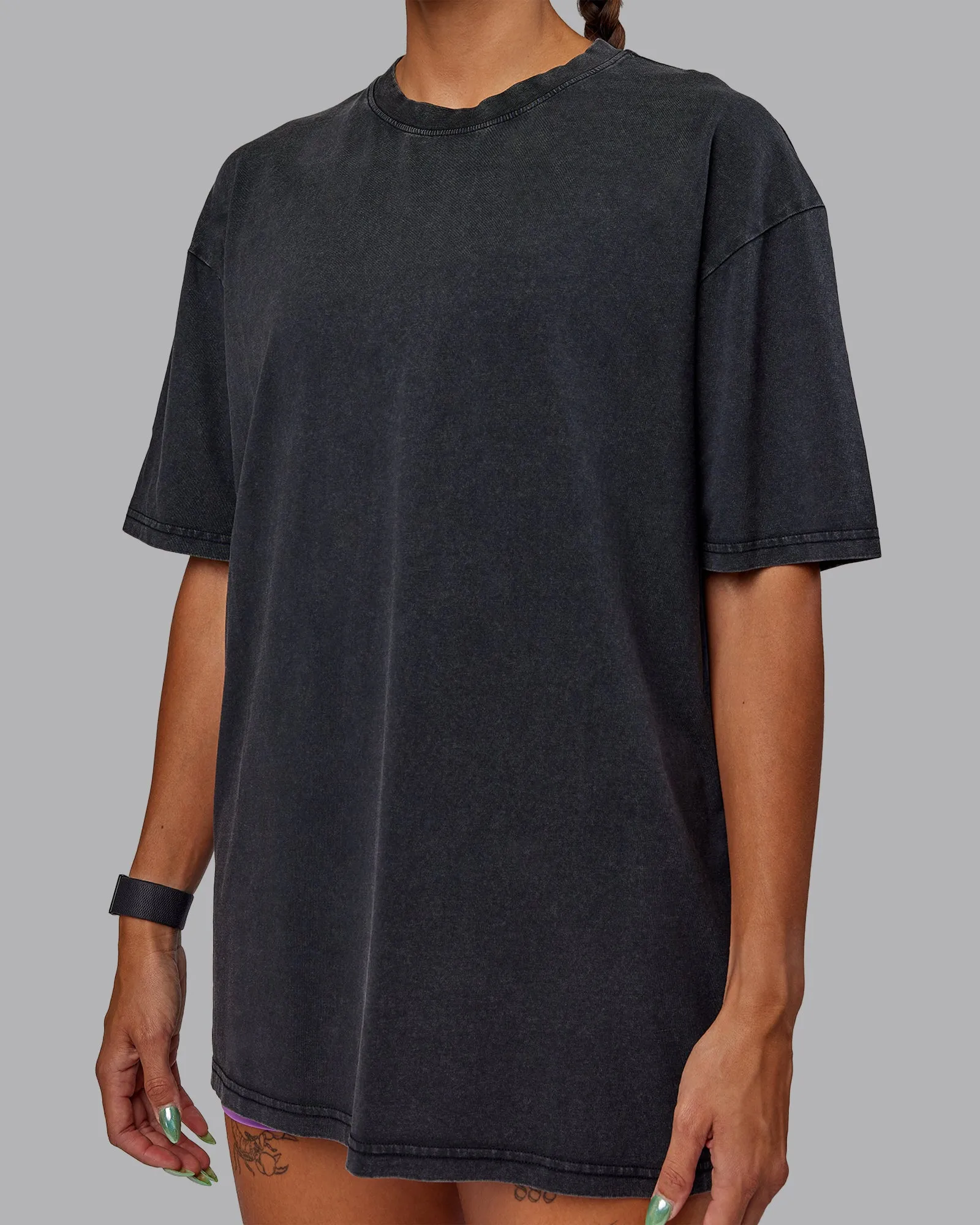 Unisex Miami 25 Washed FLXCotton Tee Oversize - Black-Amethyst