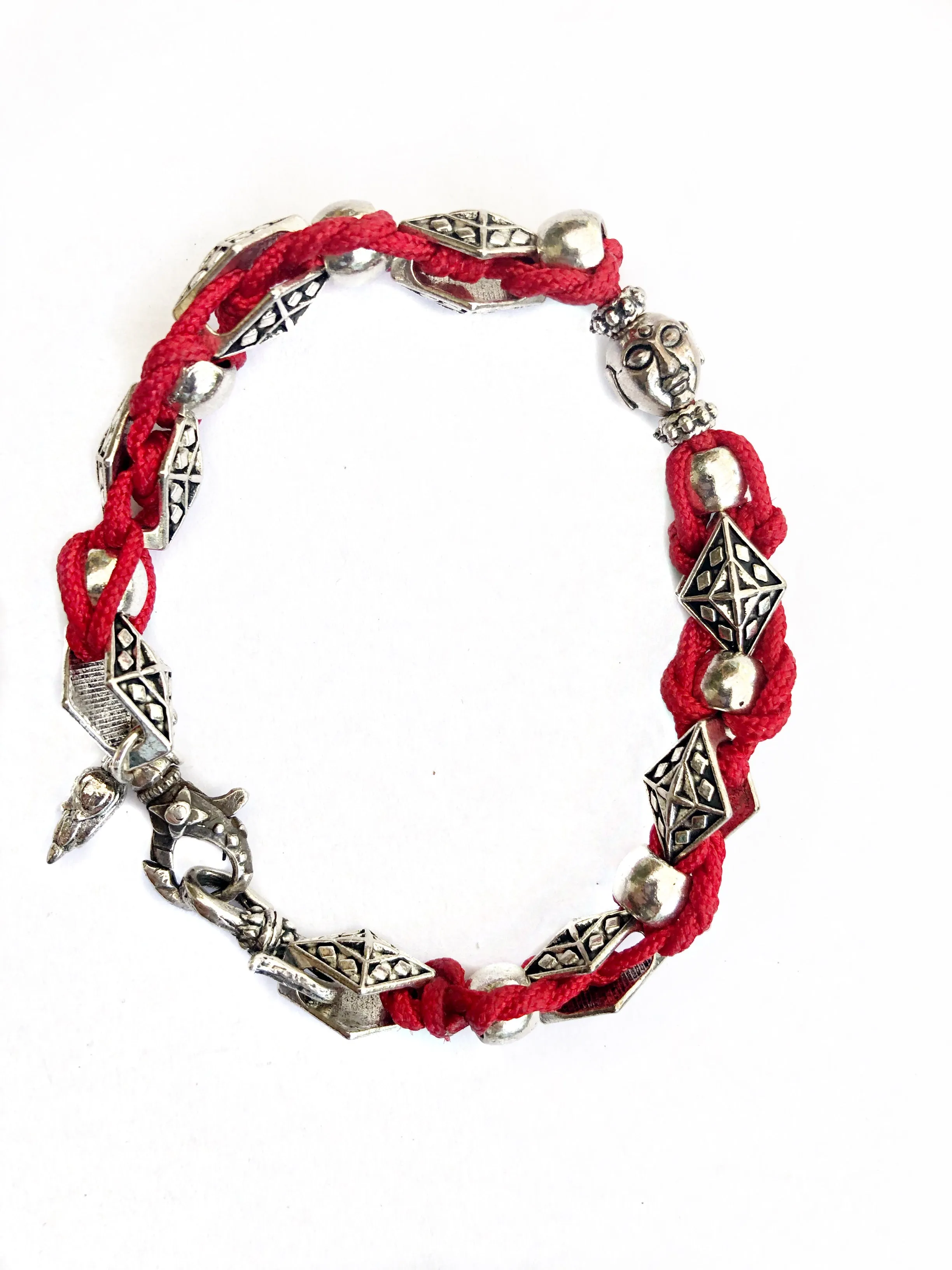 Unisex Red Buddha Sterling Bracelet
