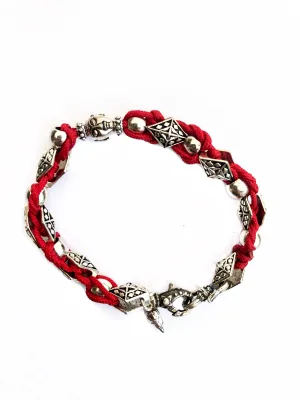Unisex Red Buddha Sterling Bracelet