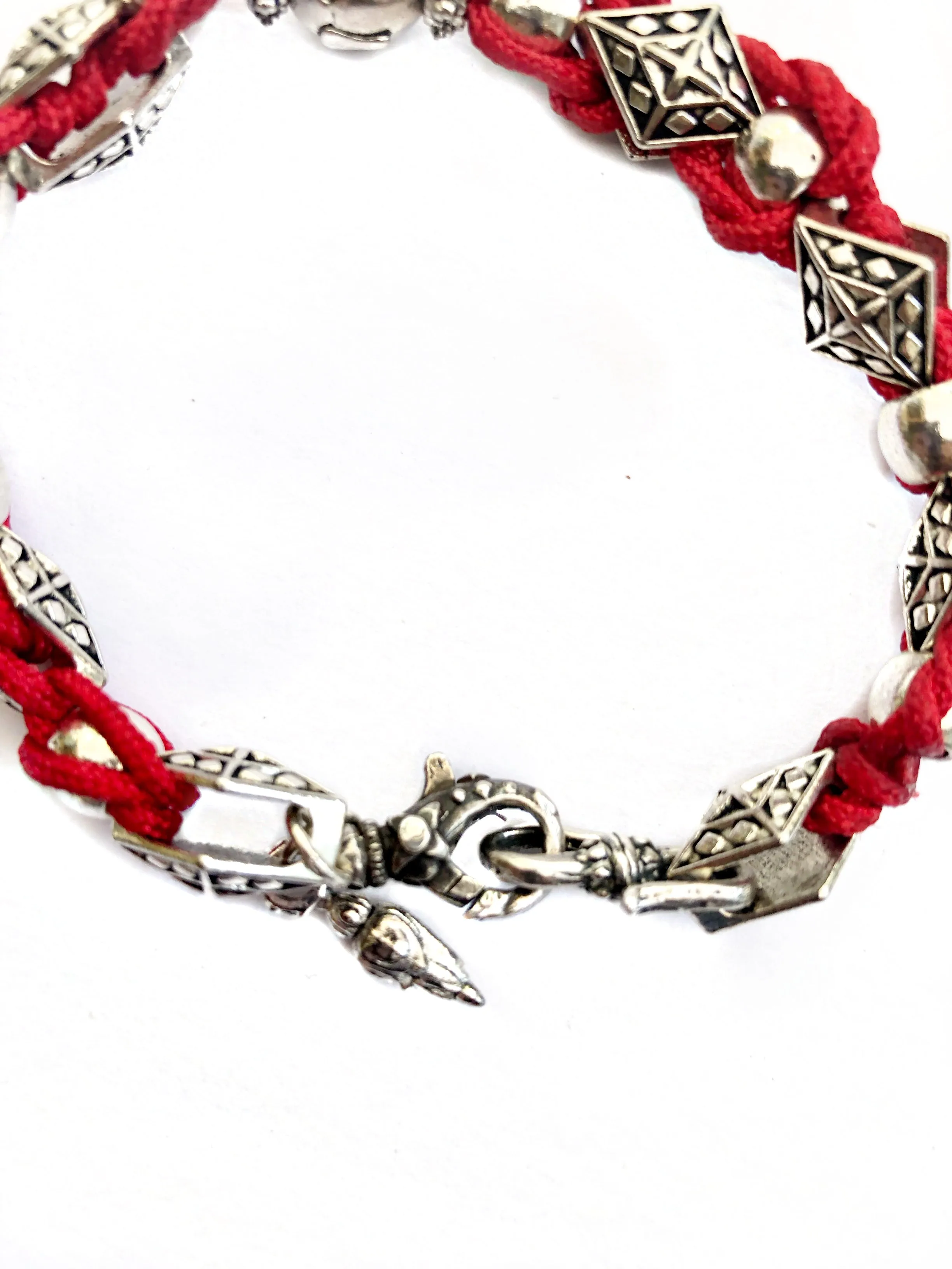 Unisex Red Buddha Sterling Bracelet