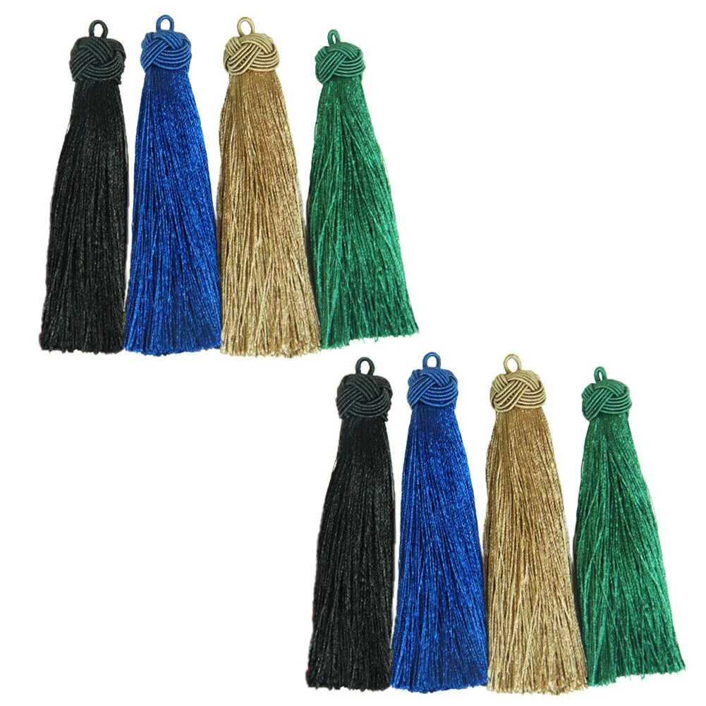 US 4-8Pc Silk Tassels | 4 inch Knot Capped Tassel Mala Bohemian Festival Tassel