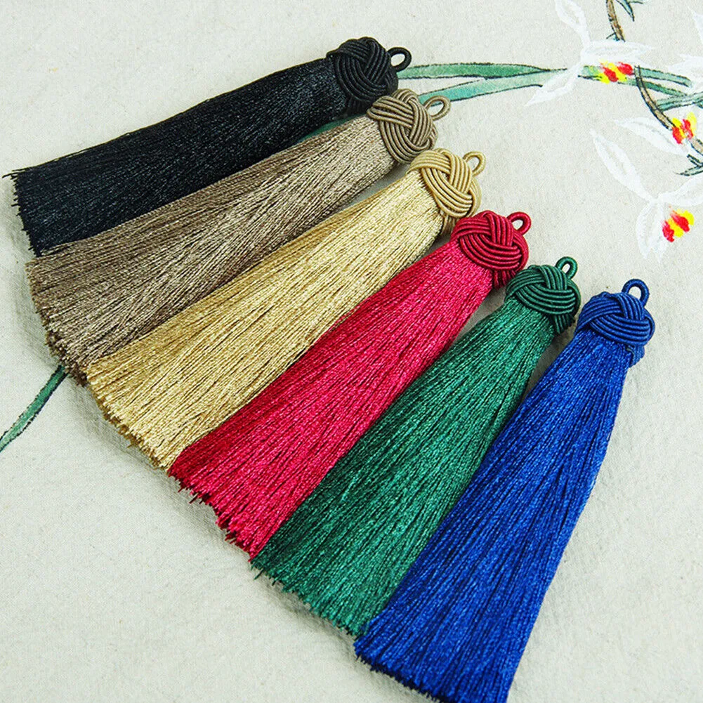 US 4-8Pc Silk Tassels | 4 inch Knot Capped Tassel Mala Bohemian Festival Tassel