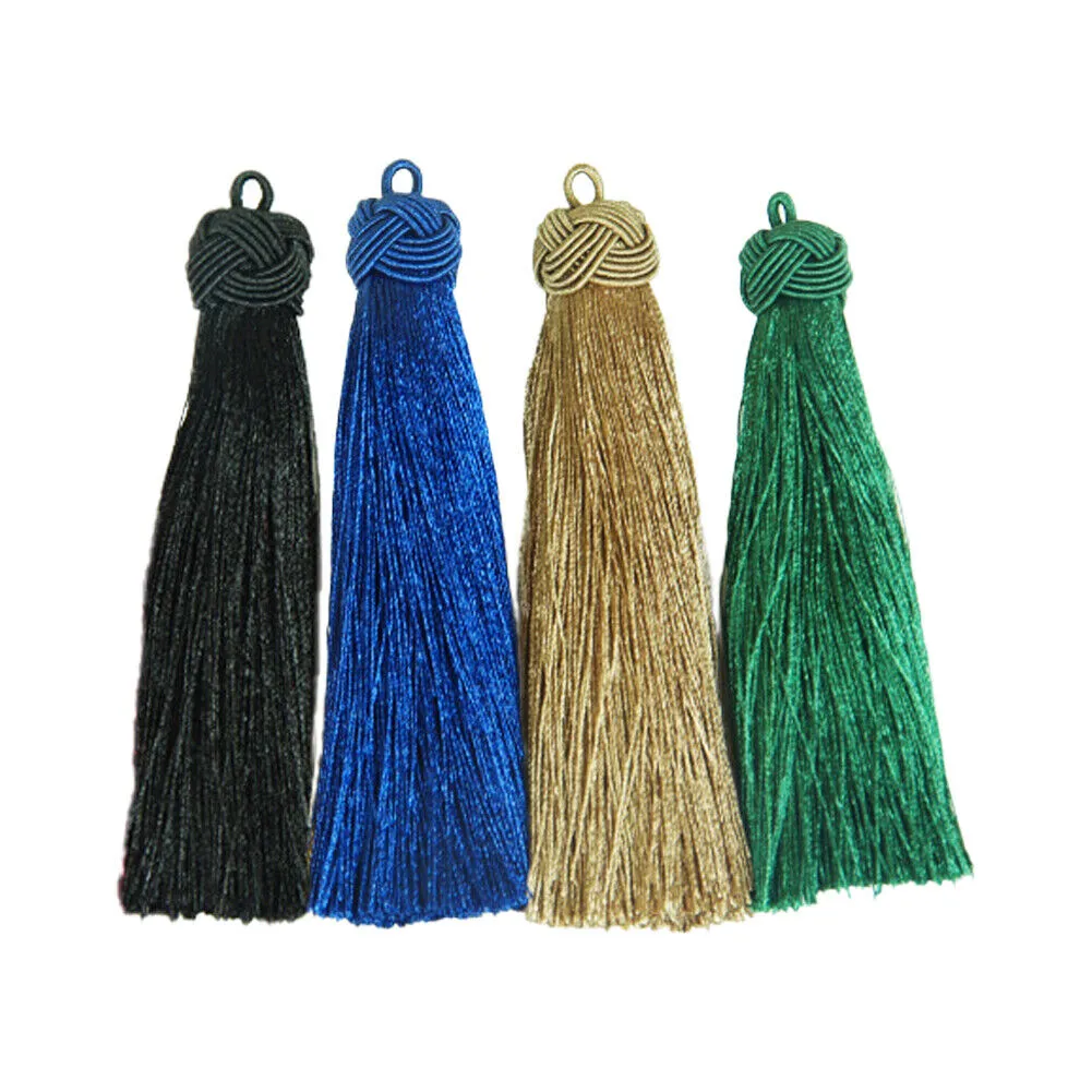 US 4-8Pc Silk Tassels | 4 inch Knot Capped Tassel Mala Bohemian Festival Tassel