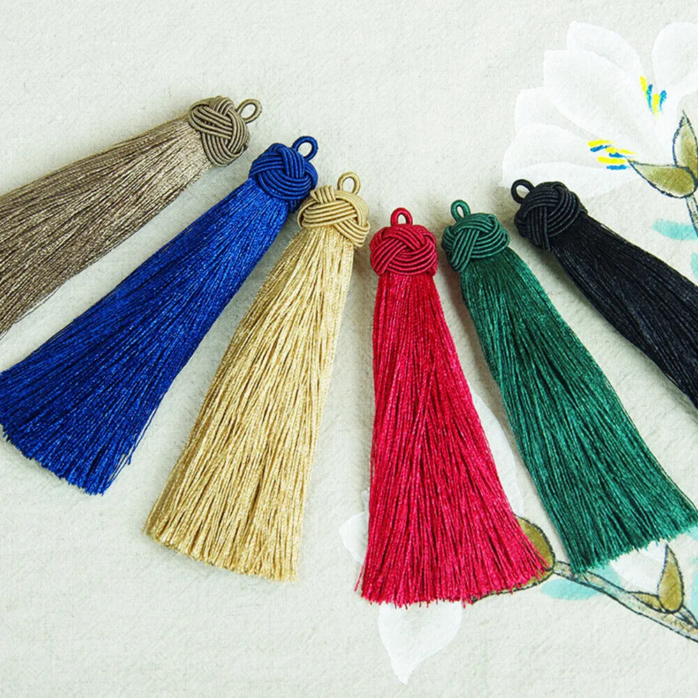 US 4-8Pc Silk Tassels | 4 inch Knot Capped Tassel Mala Bohemian Festival Tassel