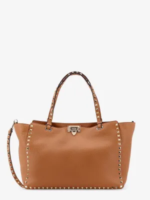 Valentino Garavani Hammered Leather Shoulder Bag With Iconic Studs, Metal Hook Closure And Removable Shoulder Strap