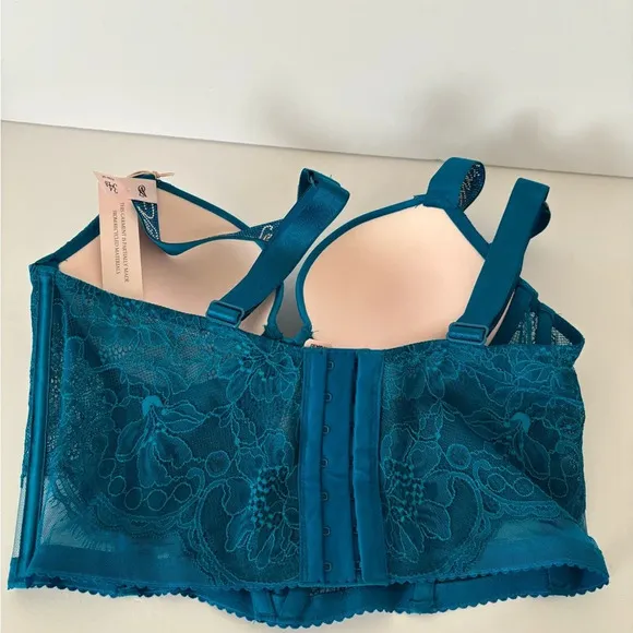 Victoria's Secret Shine‎ Strap lace push up corset top evening tide 34B NWT