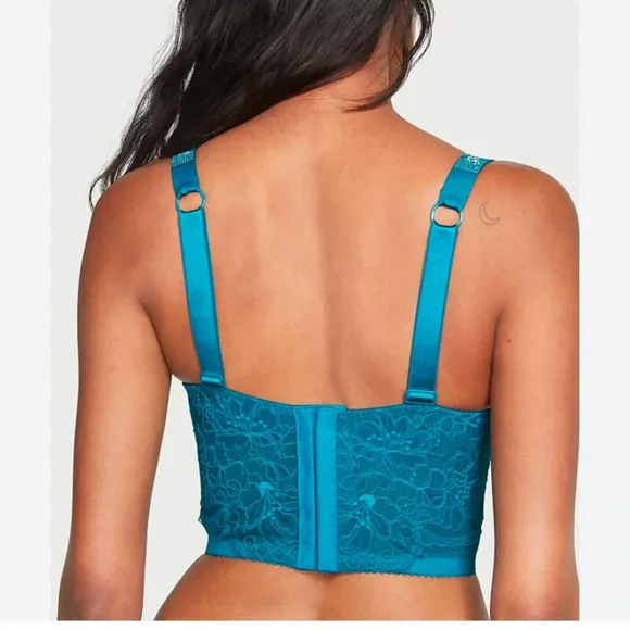 Victoria's Secret Shine‎ Strap lace push up corset top evening tide 34B NWT