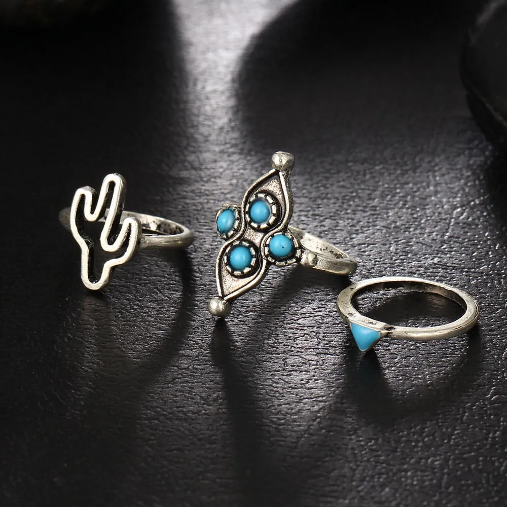 Vintage Boho Turquoise - 9 Ring Set