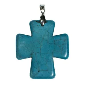 Vintage Turquoise Howlite Cross Pendant
