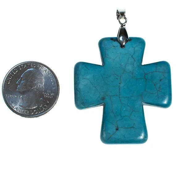 Vintage Turquoise Howlite Cross Pendant