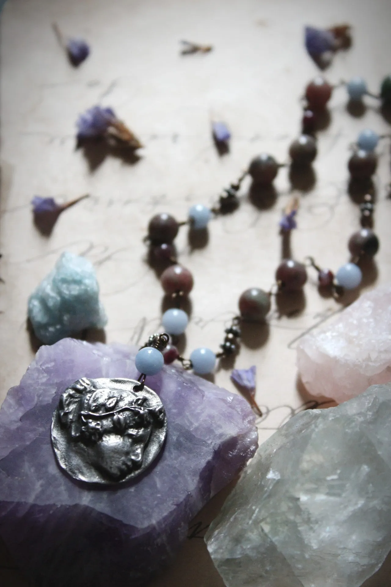 Violet Skies | Flora. Artisan Pewter & Gemstone Necklace.