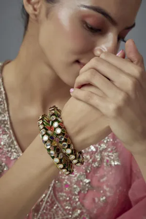 vivinia BY VIDHI MEHRA Saadgi Gold Plated Multi Kundan, Polki Womens Pair of bangles (2.4,2.6)