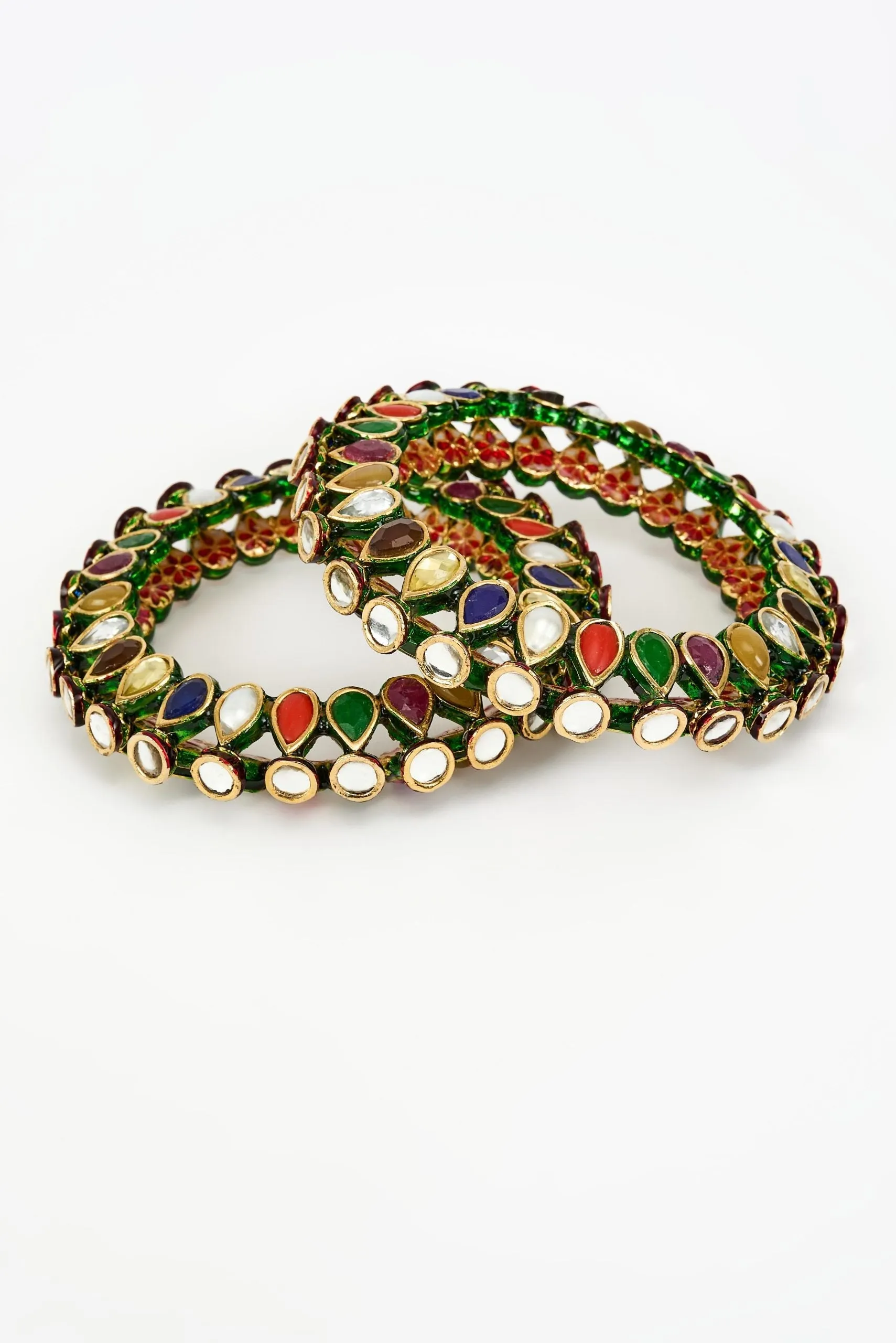 vivinia BY VIDHI MEHRA Saadgi Gold Plated Multi Kundan, Polki Womens Pair of bangles (2.4,2.6)