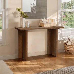 Walnut finish wide wood console table