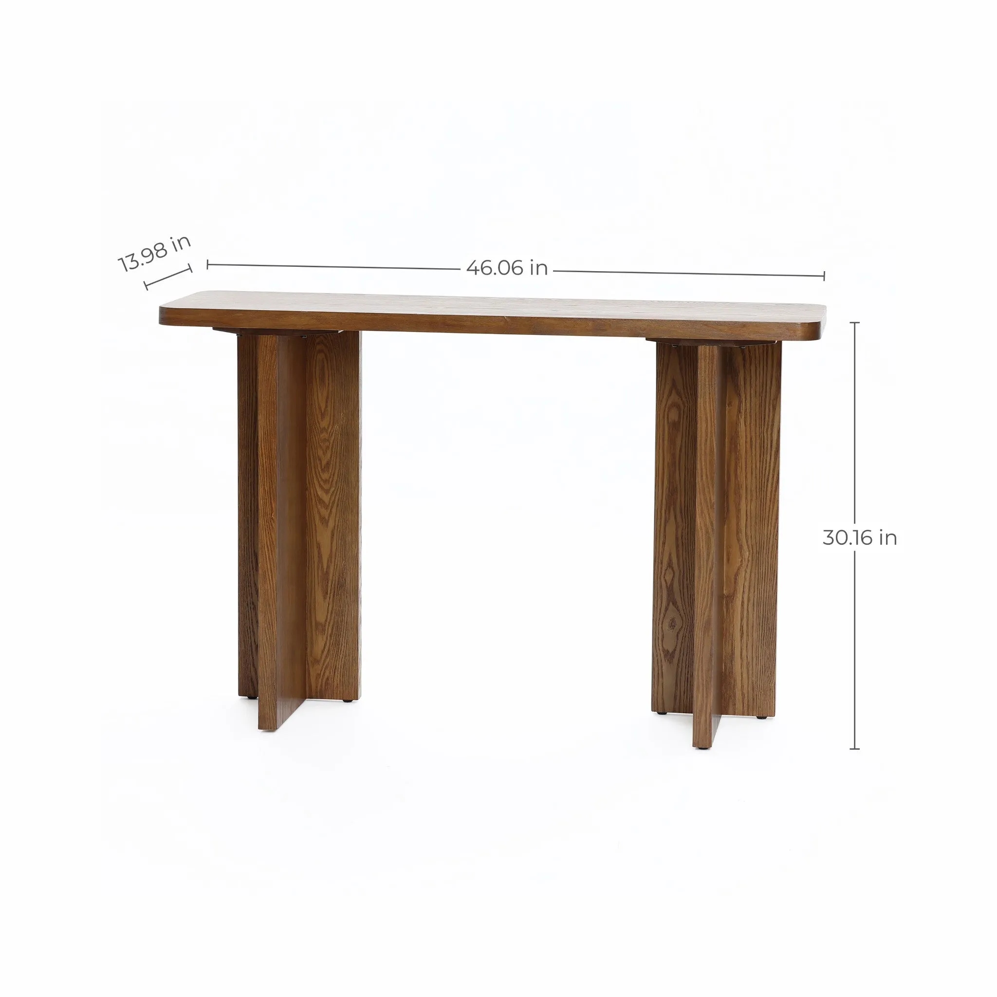 Walnut finish wide wood console table