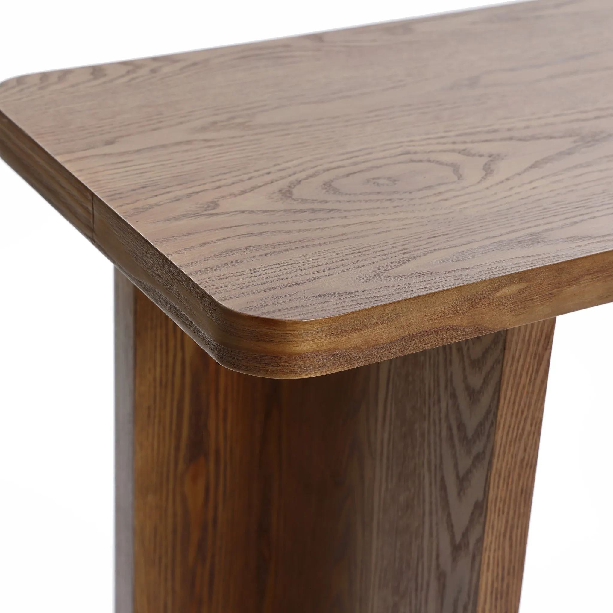 Walnut finish wide wood console table