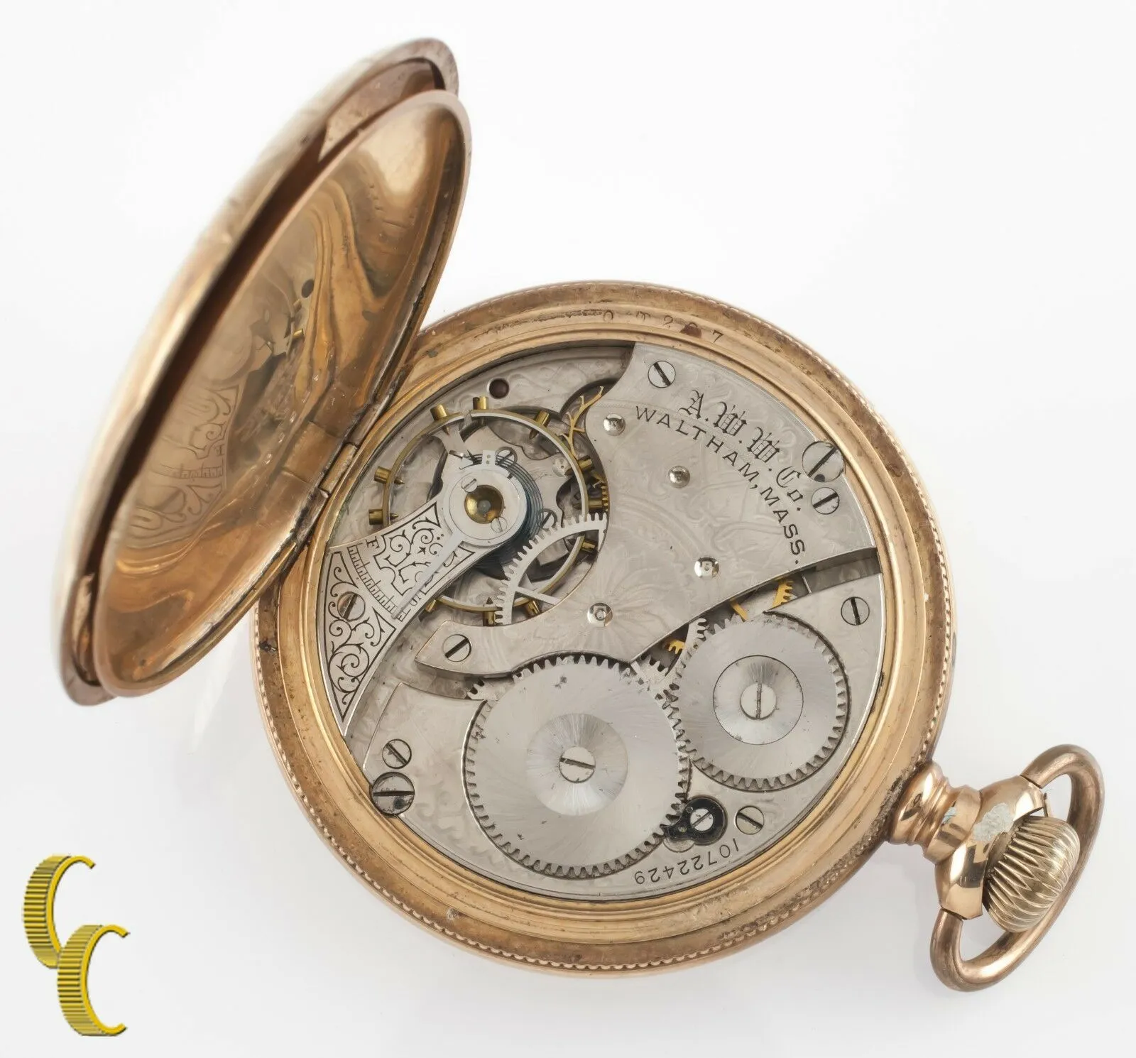 Waltham Antique Full Hunter Gold Filled Pocket Watch Gr 610 Size 16 7 Jewel