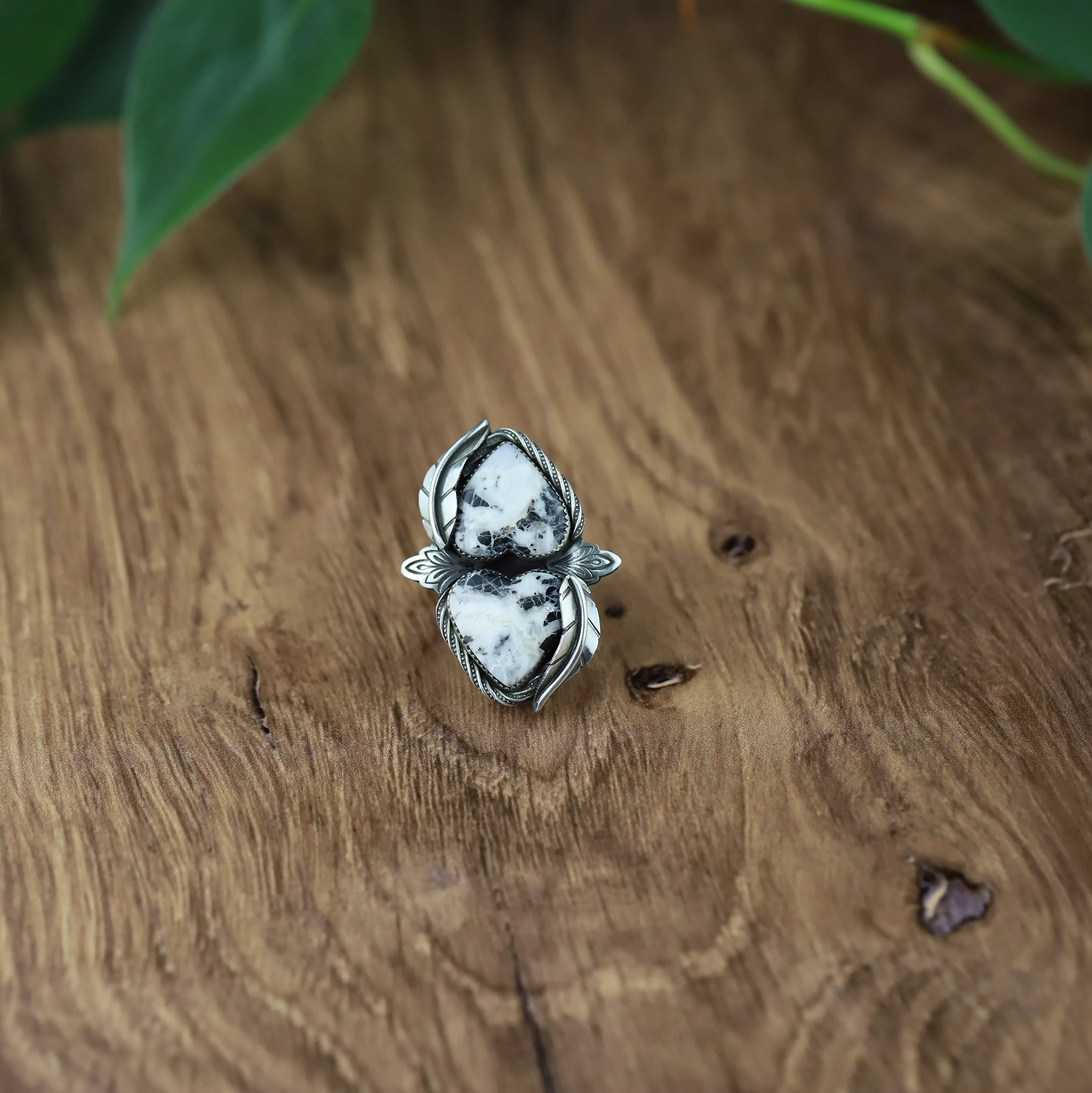 Wear Your Heart White Buffalo Double Heart Ring
