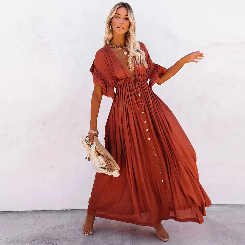 White Long Tunic Casual Summer Beach Dress Swim Suit Cover Up