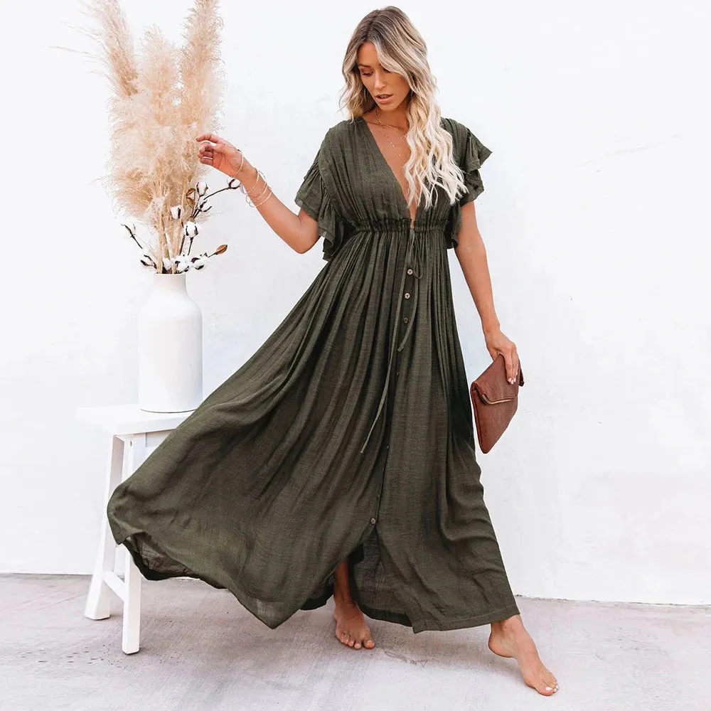 White Long Tunic Casual Summer Beach Dress Swim Suit Cover Up