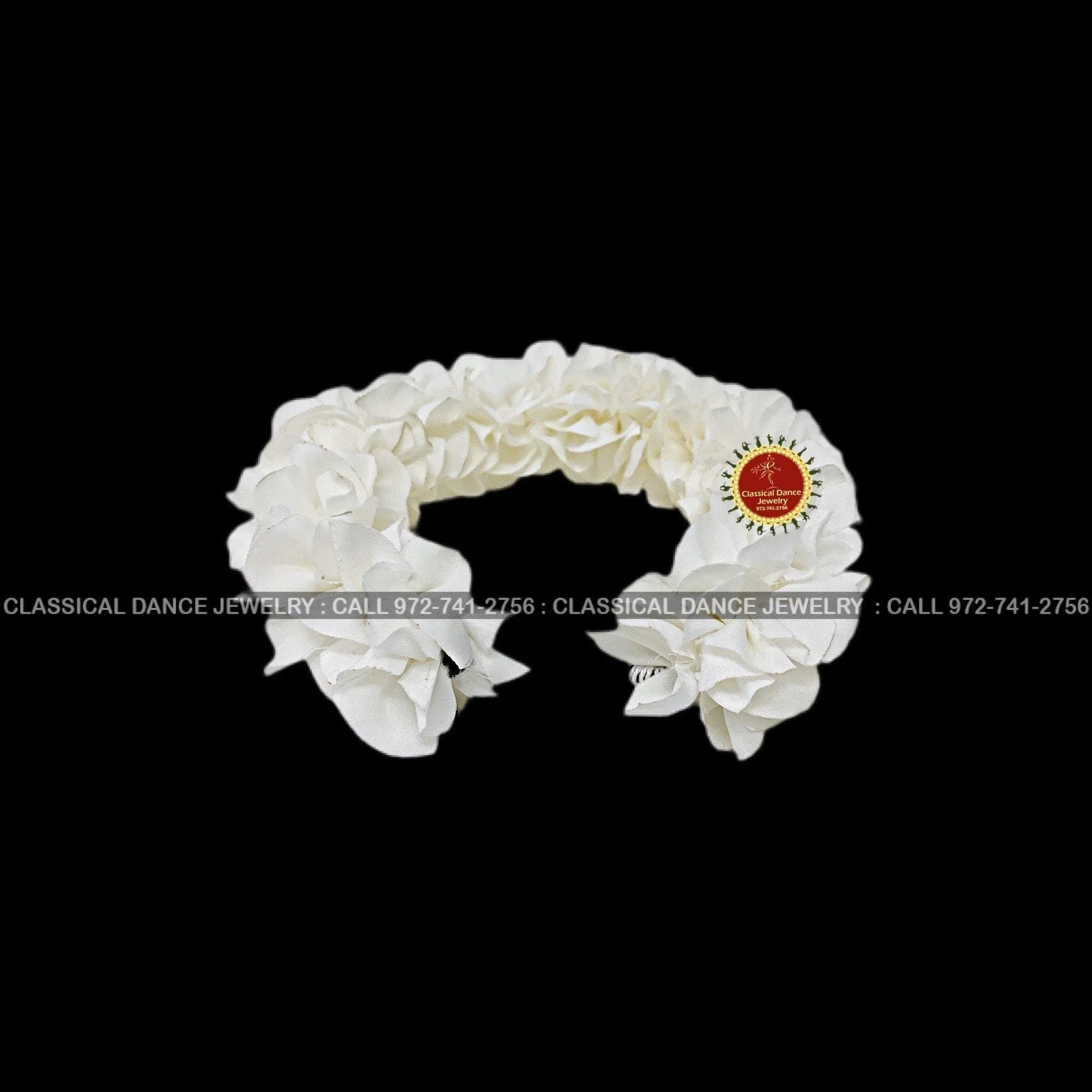 White Satin Round Cut Flowers | Bharatanatyam Kuchipudi Dance flowers | 12 or 16 in | veni kondai | Classical Dance Jewelry