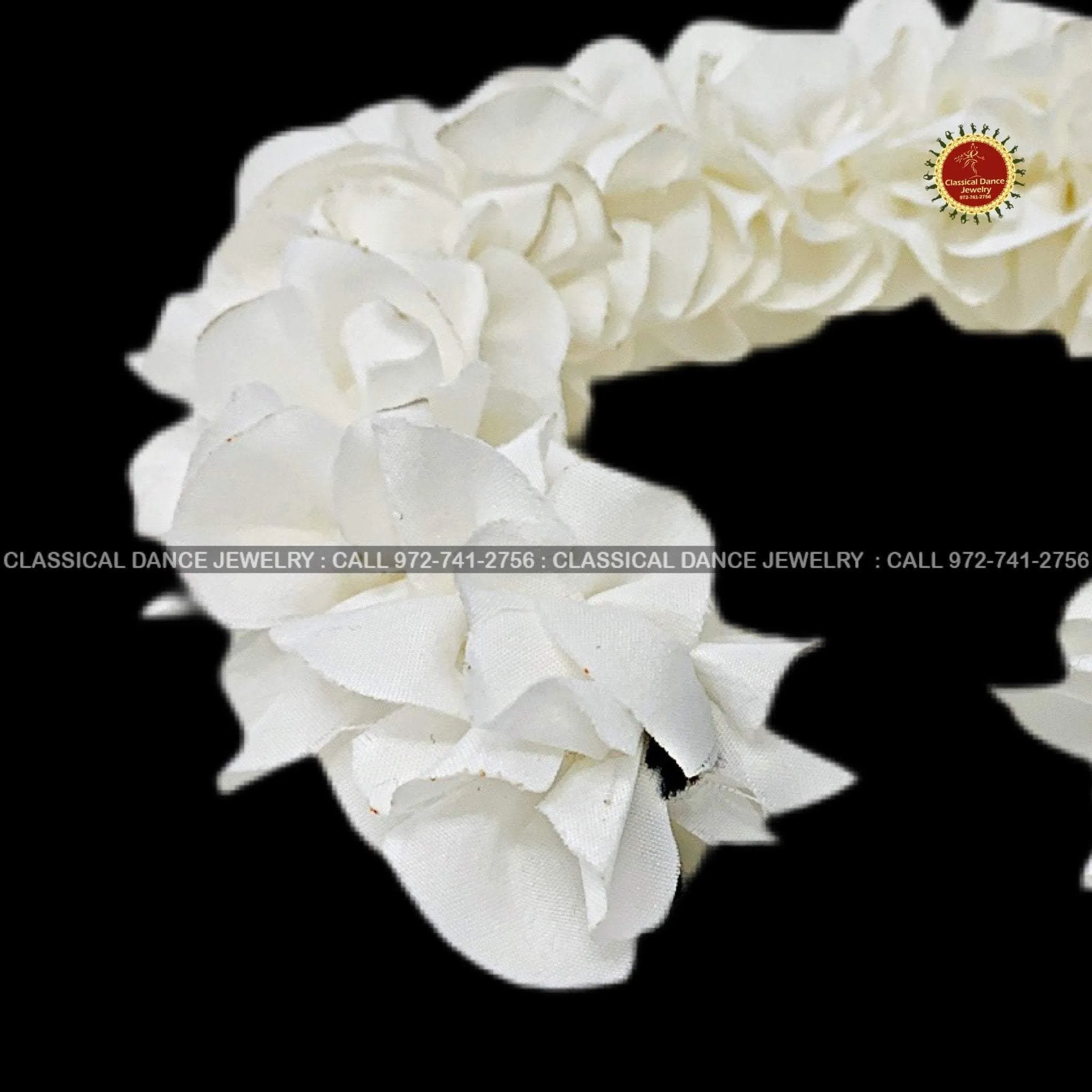 White Satin Round Cut Flowers | Bharatanatyam Kuchipudi Dance flowers | 12 or 16 in | veni kondai | Classical Dance Jewelry