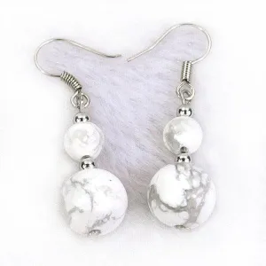 White Turquoise Natural Gemstone Silver Earrings
