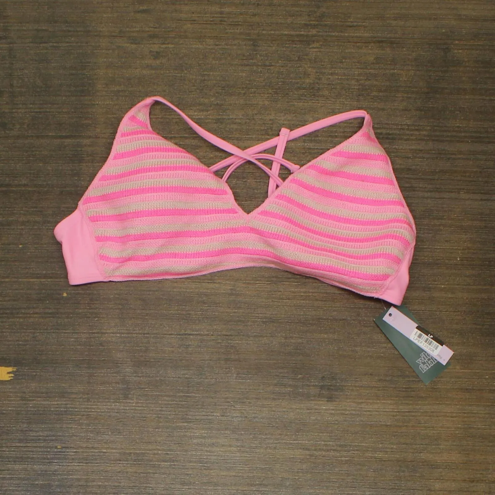 Wild Fable Womens Striped Crochet Bralette Bikini Top PID-X2Z440
