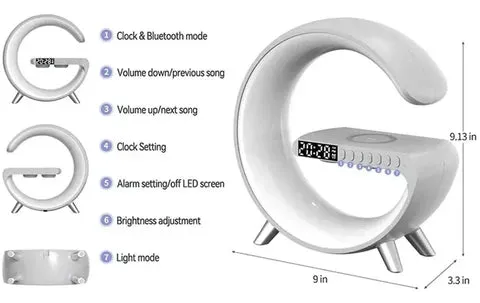 Wireless Charger and Bluetooth Speaker Combo with Fast Charging for Home and Office Use